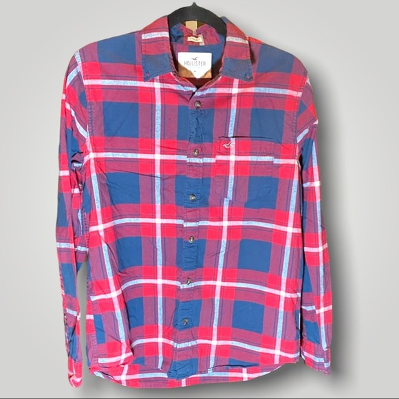 Hollister Plaid Button Down Shirt Red/Blue - Picture 1 of 9